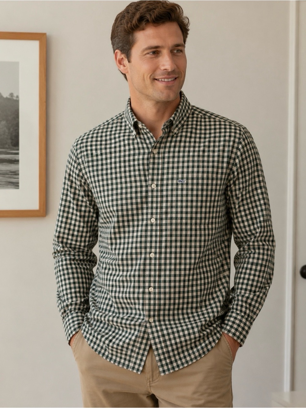 Vineyard Vines‎ Men’s Classic Fit Tucker Shirt Size L Green Plaid 100%Cotton